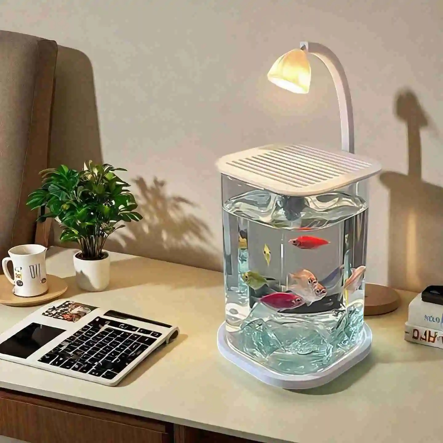 Aquarium Fish Betta - Mini Betta Fish Glass Tank Desktop